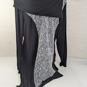 Ali Miles Black & White Zebra Print Tunic Sweater XL